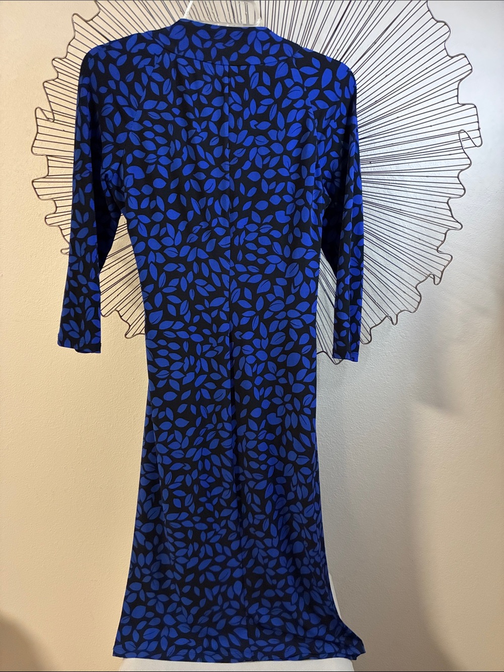 Evan Picone Faux Wrap Dress Midi Royal Blue Black Size 6 - Picture 5 of 6